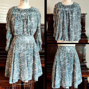 Vero Moda Chiffon Blouse & Skirt Matching Set Sage, Grey, Blue, White Small EUC